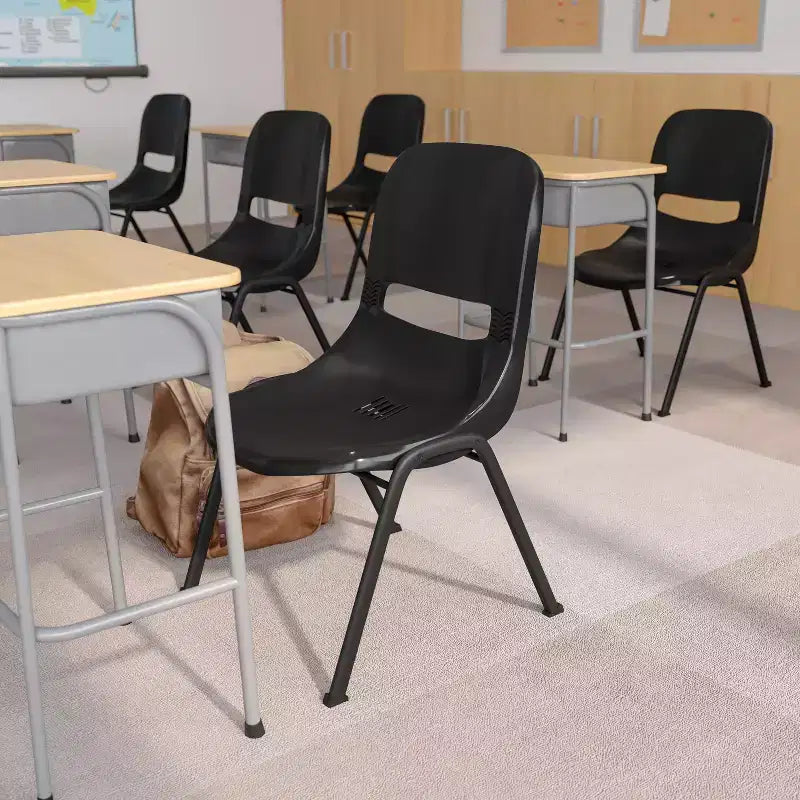 Chaise de salle de classe empilable ergonomique avec coque pour étudiant, chaise d'appoint de bureau
