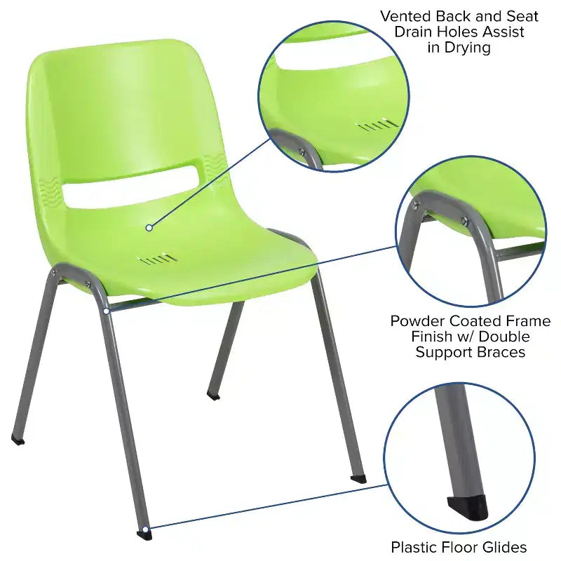 Chaise de salle de classe empilable ergonomique avec coque pour étudiant, chaise d'appoint de bureau