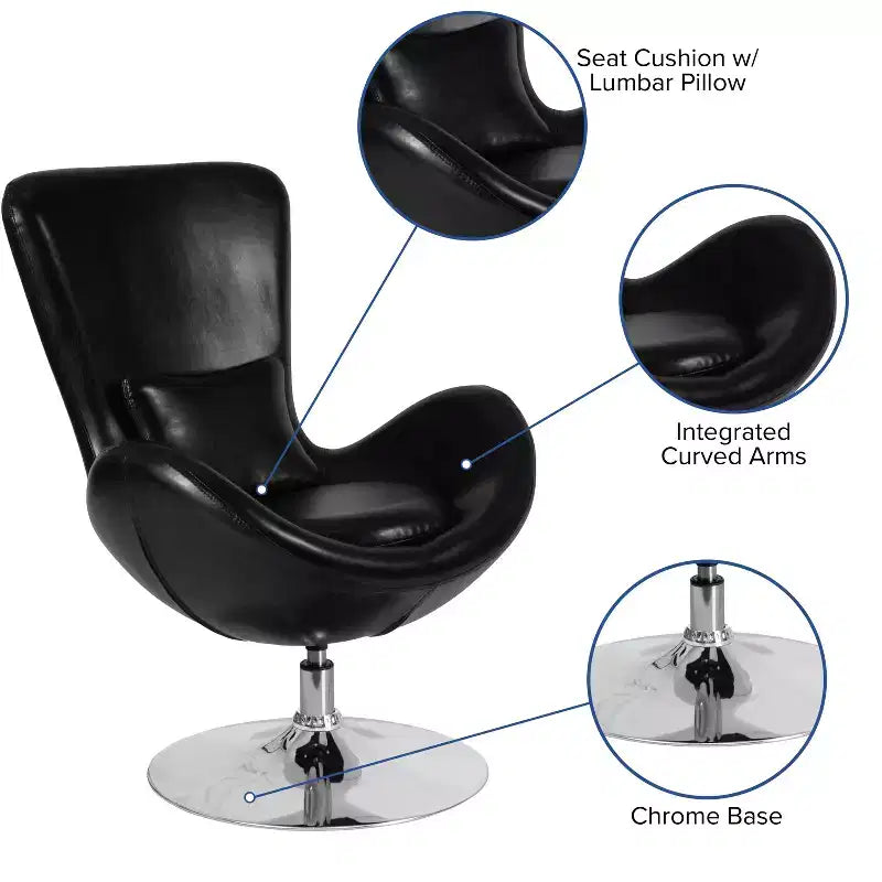 Fauteuil de réception pivotant avec coussin de dossier
