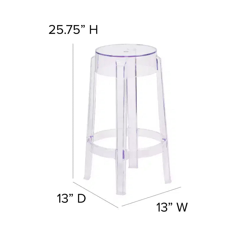 Tabouret de comptoir transparent de 25,75 po H
