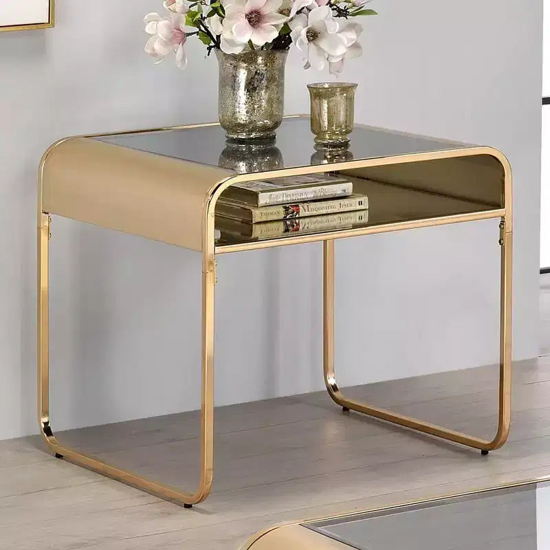 Table d'appoint Milrix avec plateau en verre