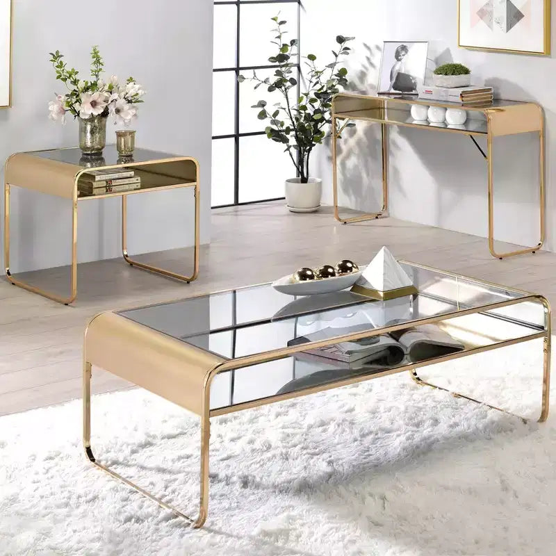 Table d'appoint Milrix avec plateau en verre