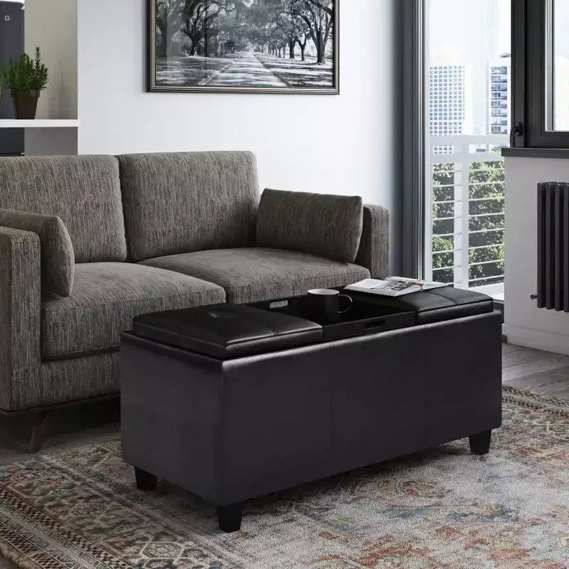 Banc de rangement ottoman avec couvercles relevables