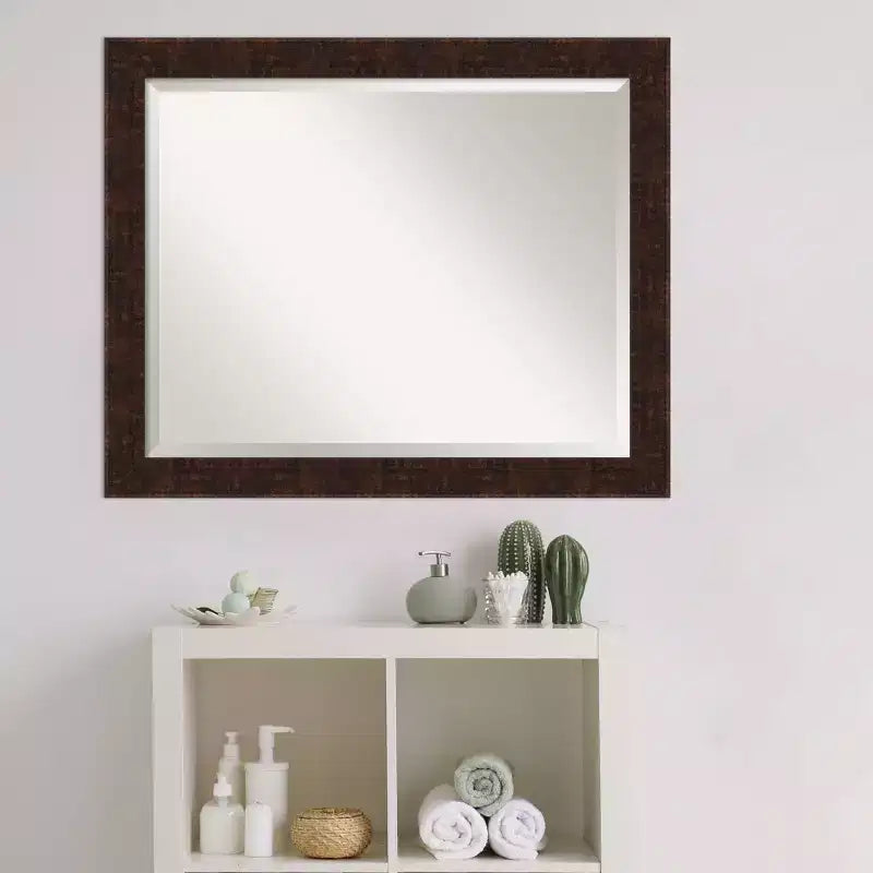 Miroir mural de salle de bain à cadre fin bronze
