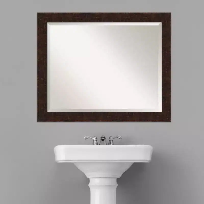 Miroir mural de salle de bain à cadre fin bronze