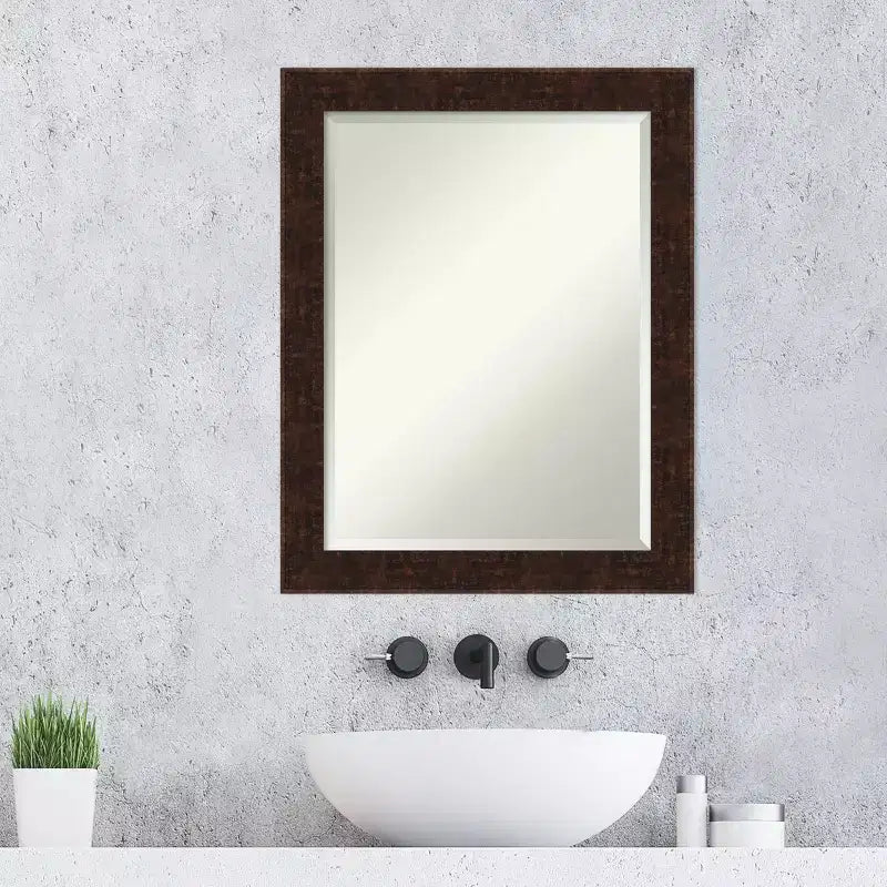 Miroir mural de salle de bain à cadre fin bronze