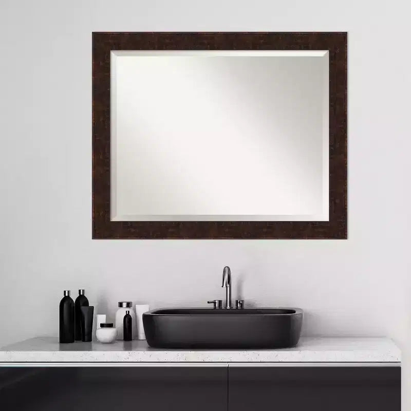 Miroir mural de salle de bain à cadre fin bronze